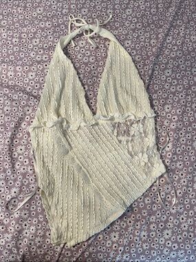 Tilly's White Lace Halter Crop Top